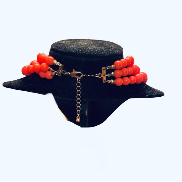 Triple Strand Fuchsia Pink Beaded Necklace - Picture 2 of 2